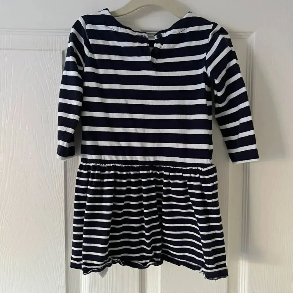 Baby Gap Toddler Print Fit and Flare Dress Navy Stripes 3T EUC